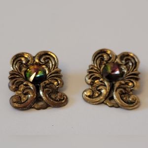 Vintage Earrings - Rivoli Watermelon rhinestone - Austria
